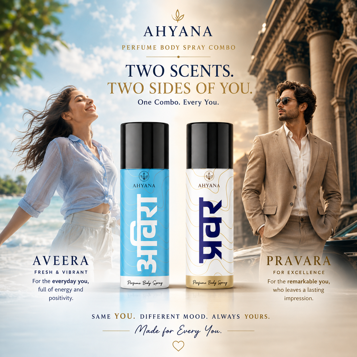 AHYANA Pravara + Aveera Deodorant Combo Pack for Men & Women - Image 2